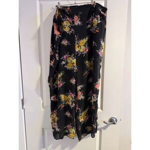 Torrid Black Floral Wide Leg Palazzo Pants Sheer Boho Vacation Size 3